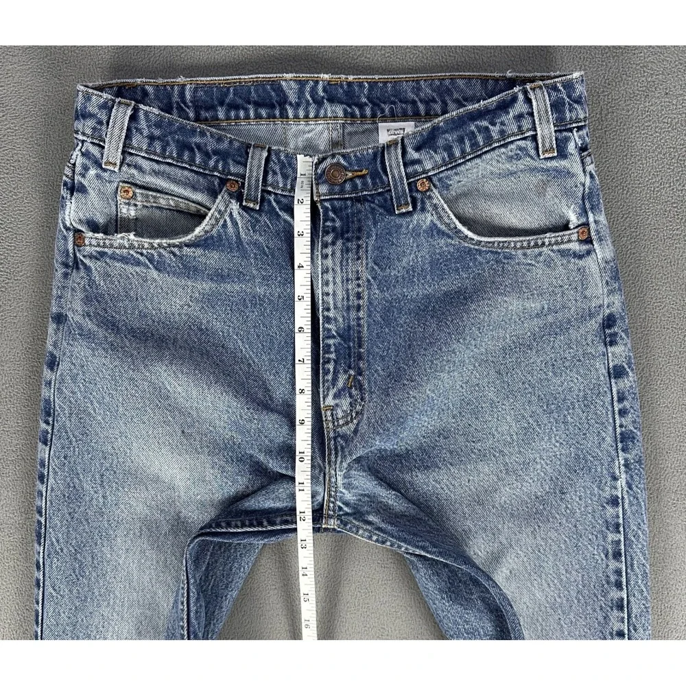 Levis 505 Jeans 34x32 Blue Straight Orange Tab Distressed Faded Vintage 90s 1997